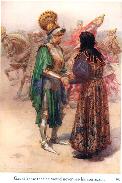 Gaunt, oğlunu bir daha asla göremeyeceğini biliyordu, George Harrap & Son tarafından yayınlanan 'Shakespeare'in İngiliz Krallarının Hikayeleri'nden bir örnek. by Gertrude E. Demain Hammond