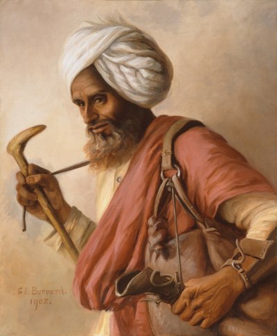 1908'de Simla'da sanatçı ve eşine su taşıyan Hasan by Gertrude Ellen Burrard