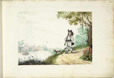 Lord bir nehir boyunca yürüyor by Gesina ter Borch (signed by artist)
