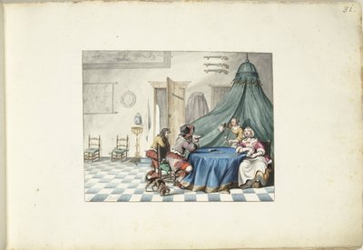 Bir iç kart oyuncuları by Gesina ter Borch (signed by artist)