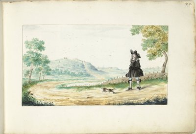 Bir ülke yolunda beyefendi çalıştıran by Gesina ter Borch (signed by artist)