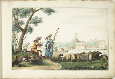 Bir nehir tarafından pastoral performans by Gesina ter Borch (signed by artist)
