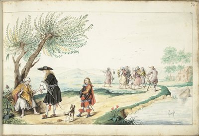 Roman kadın bir efendinin elini okur (Musa?) by Gesina ter Borch (signed by artist)
