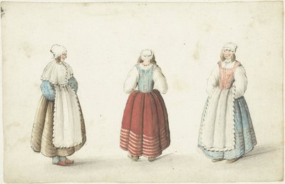 Üç ayakta kadın by Gesina ter Borch