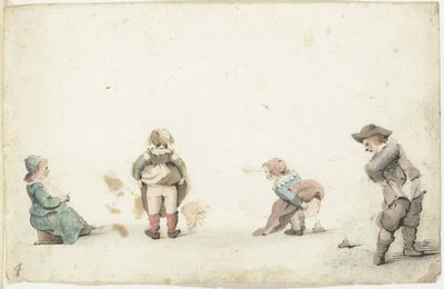 Dört çocuk işlerini yapıyor by Gesina ter Borch