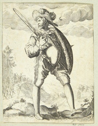 Kılıç ve kalkan ile silahlı asker by Gheyn, Jacques II de