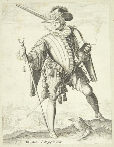 Çene kayışlı asker (arquebus) by Gheyn, Jacques II de