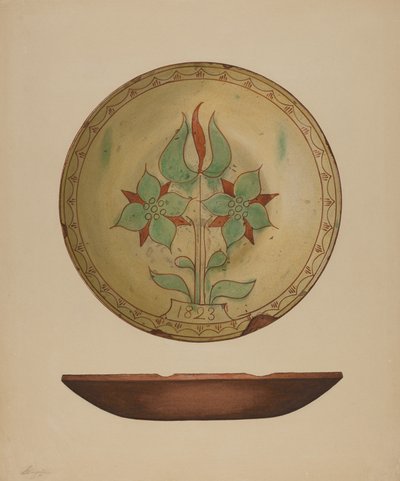 Lale ve İki Çiçekli Tabak, 1938. by Giacinto Capelli
