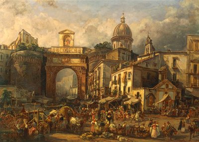 İtalya, Napoli, Giacinto Gigante tarafından Porta Capuana