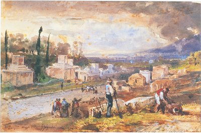 İtalya, Pompeii, Mezarlar Sokağı 1862 (sulu boya) by Giacinto Gigante