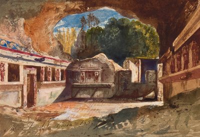 Tepidarium, Pompeii, Prenses Maria Annunziata di Borbone (1843-1871), 1857 (kağıt üzerine kurşun kalem, wc ve guaj boya) by Giacinto Gigante