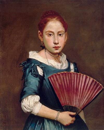 Yelpazeli genç kız, yaklaşık 1740, Giacomo Ceruti, Pitocchetto (1698-1797 olarak bilinir), tuval üzerine yağlı boya, 65x54 cm by Giacomo Ceruti