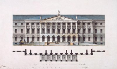 Smolny Enstitüsü Projesi. Ana Cephe ve Zemin Kat Planı, 1806-1808 by Giacomo Antonio Domenico Quarenghi