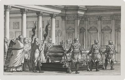 İmparator Paul I. Devlette bir şeref kıtasıyla yatıyor by Giacomo Antonio Domenico Quarenghi