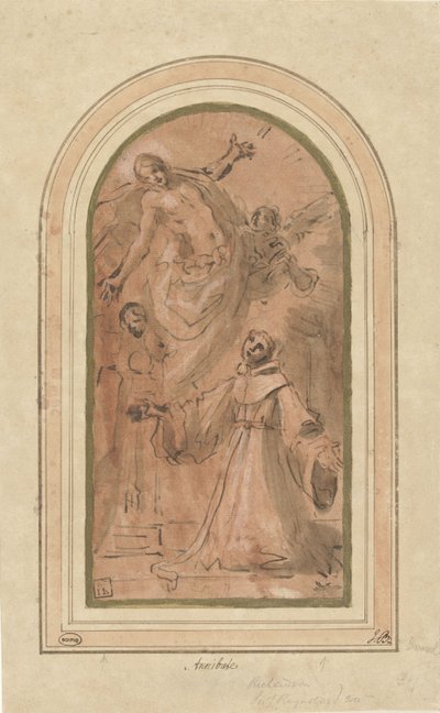 Mesih, Kutsanmış Giovanni da San Facondo'ya Görünüyor by Giacomo Cavedone