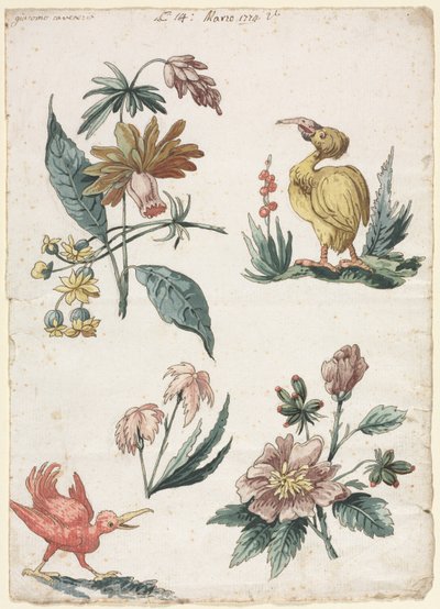 İki Kuşlu Çiçek Desenleri, 1774. by Giacomo Cavenezia