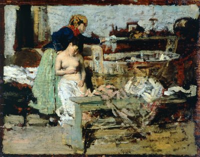 Banyodan sonra (ahşap üzerine yağ) by Giacomo Favretto