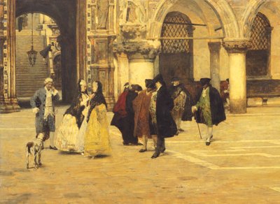 Venedik meydanında dolaşmak by Giacomo Favretto