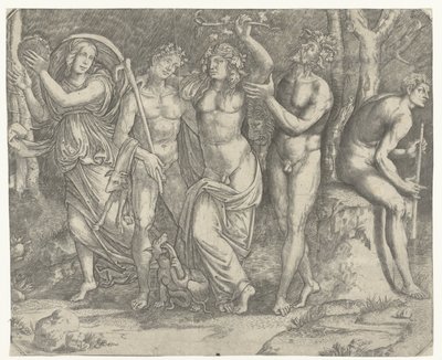 Bacchus ve bacchantes ve tef ile orta yol by Giacomo Francia