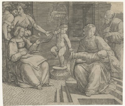 Elisabeth ve Vaftizci Yahya ile Kutsal Aile by Giacomo Francia