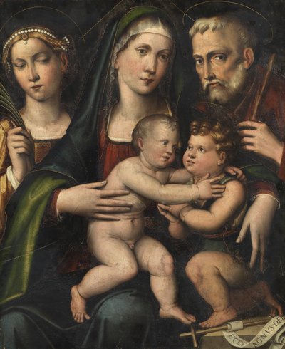 Bebek Aziz John ve Aziz Catherine ile Kutsal Aile, c.1530 by Giacomo Francia