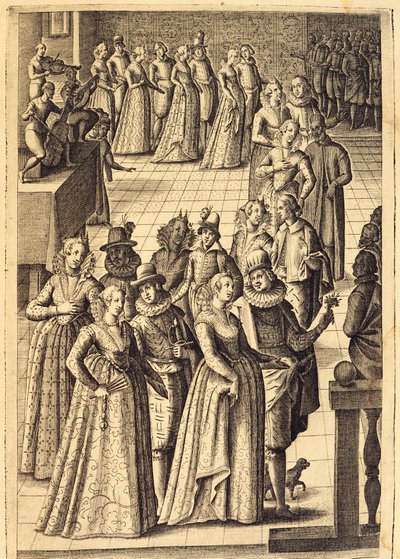 Bir resepsiyonda soylular, gravür by Giacomo Franco