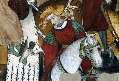 Gençlik çeşmesi. Detay: kuşuyla birlikte bir şahin. 1418-30 by Giacomo Jaquerio