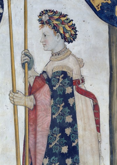 Dokuz Layık ve Dokuz Layık Kadın, Semiramis detayı, 1418-30 (fresk) by Giacomo Jaquerio