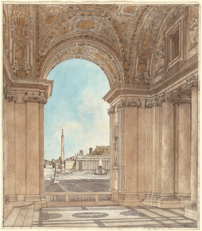 Bazilika Kemerinden Görülen Aziz Petrus Meydanı by Giacomo Quarenghi