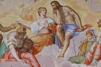 Juno, Jüpiter, Kibele bulutların üzerinde, mimari kalıntıların üzerinde, Olympus Odası