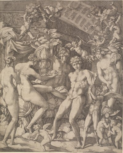 Aşk tanrıları ve üç armağan ile Venüs ve Mars by Gian Jacopo Caraglio
