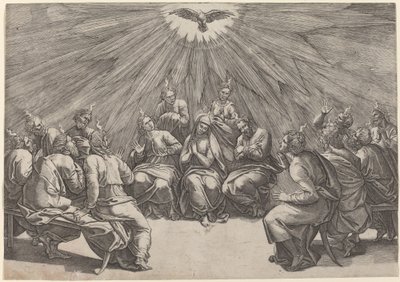 Pentekost by Gian Jacopo Caraglio after Raphael