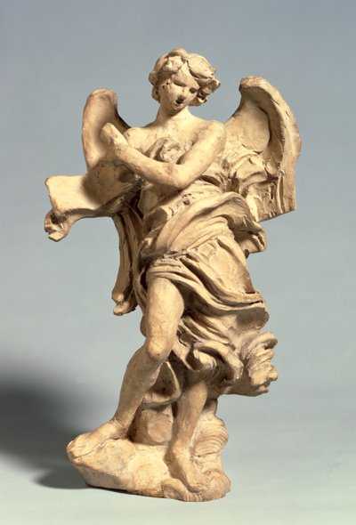 Angel Holding the Superscription, c.1668-69 (düşük pişmiş kil) by Gian Lorenzo Bernini