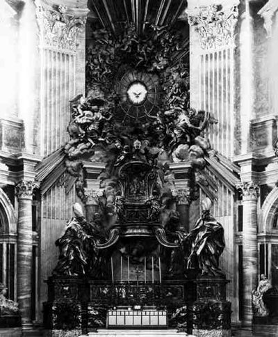 Cattedra veya Piskopos Tahtı (s/b fotoğraf) by Gian Lorenzo Bernini