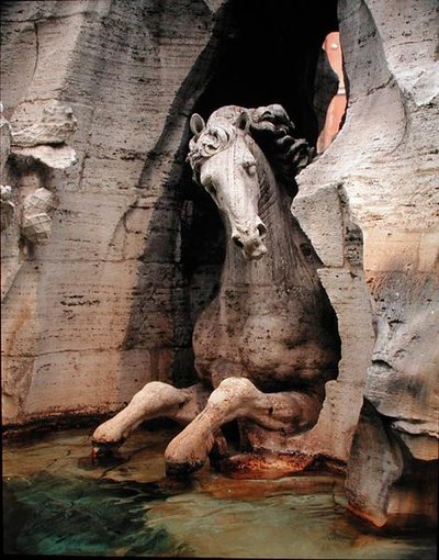 ನಾಲ್ಕು ನದಿಗಳ ಕಾರಂಜಿ, ಕುದುರೆಮುಖದ ವಿವರ by Gian Lorenzo Bernini