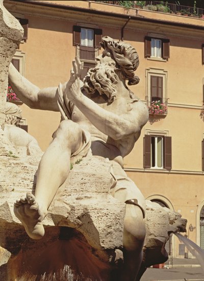 Dört Nehir Çeşmesi, Tuna nehrini temsil eden figürün detayı, 1648-51 96887 taş detayı by Gian Lorenzo Bernini
