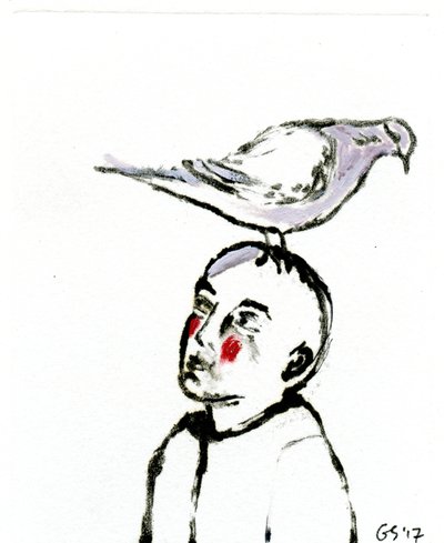 Eve Dönüş II, 2017, (kağıt üzerine yağlı boya) by Gigi Sudbury