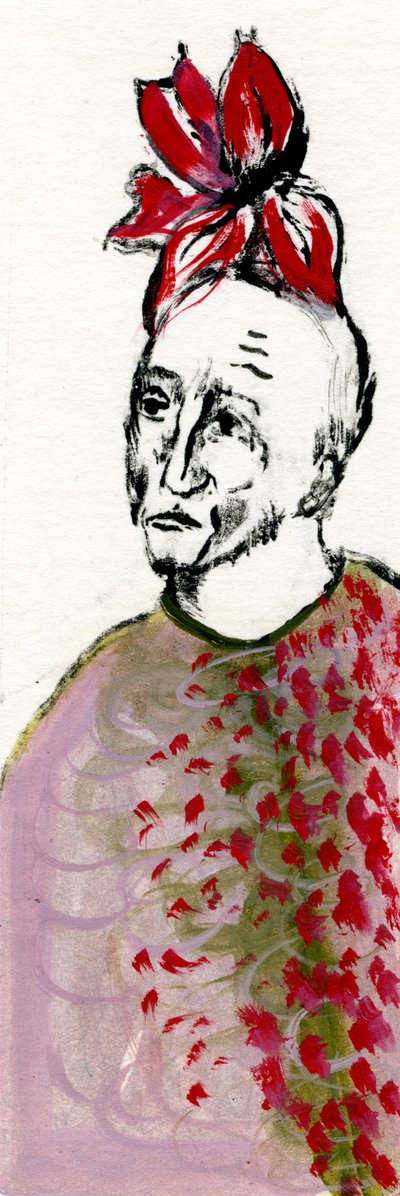 Kırmızı Çiçek Oldum, 2017, (kağıt üzeri yağlı boya) by Gigi Sudbury