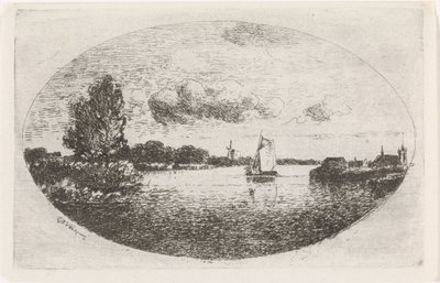 Bir yelkenli gemi ile nehir manzarası by Gijsbertus Johannes Verspuy
