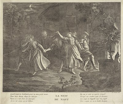 Gece: genç erkek ve kadınların yuvarlak dansı La nuit / De nagt (nesnedeki başlık) by Gilbert Schoute