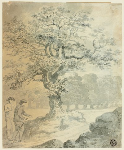 İki Erkek Figürlü Manzara by Gilbert Stuart Newton