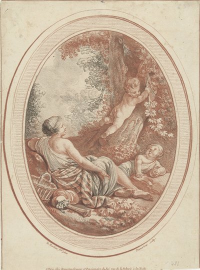 Ağaçların yanında perisi ve putti ile Bacchanal by Gilles Demarteau