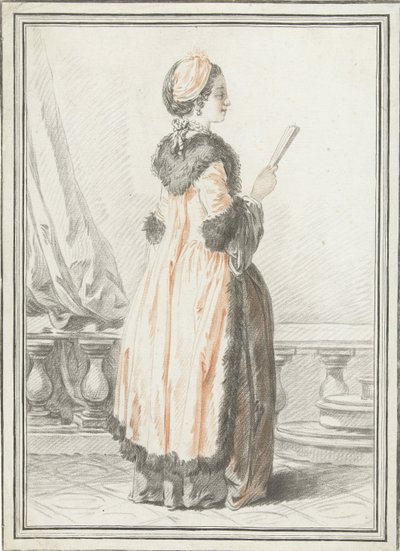 Elinde yelpaze ile duran kadın by Gilles Demarteau