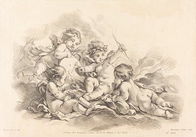 Hedef Uygulamasında Dört Kerubi by Gilles Demarteau, the Elder after François Boucher