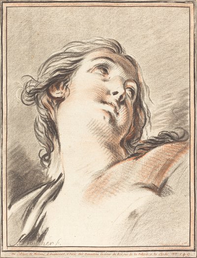 Yukarıya Bakan Bir Kadının Başı by Gilles Demarteau, the Elder after François Boucher
