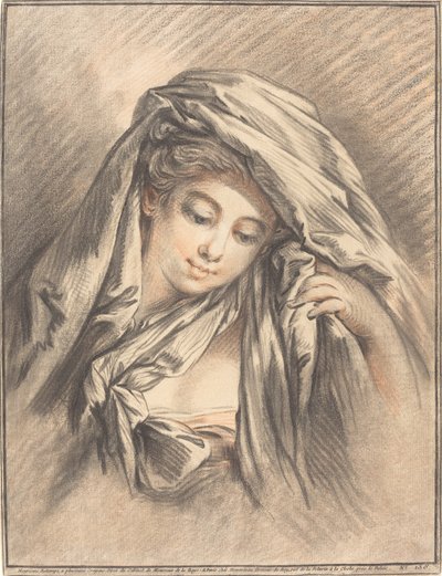 Başını Kapalı Genç Kadın by Gilles Demarteau, the Elder after François Boucher