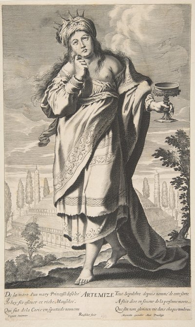 Artemis, yaklaşık 1639-40. Yaratıcılar: Gilles Rousselet, Abraham Bosse. by Gilles Rousselet and Abraham Bosse