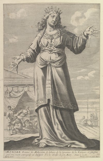 Monime, 1647. Yaratıcılar: Gilles Rousselet, Abraham Bosse. by Gilles Rousselet and Abraham Bosse