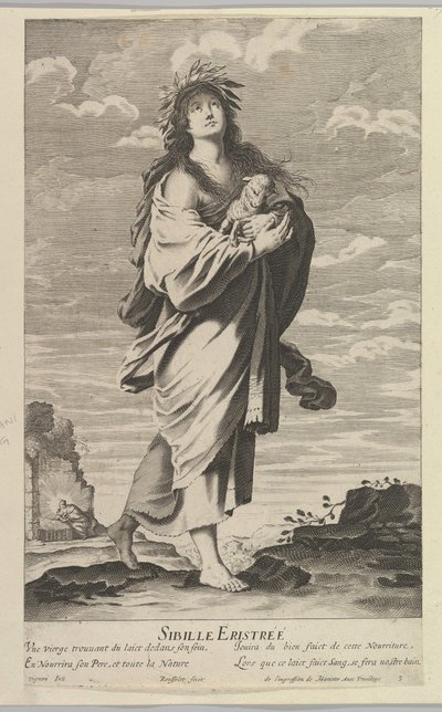 Eritre Sibyl, yak. 1635. Yaratıcılar: Gilles Rousselet, Abraham Bosse. by Gilles Rousselet and Abraham Bosse
