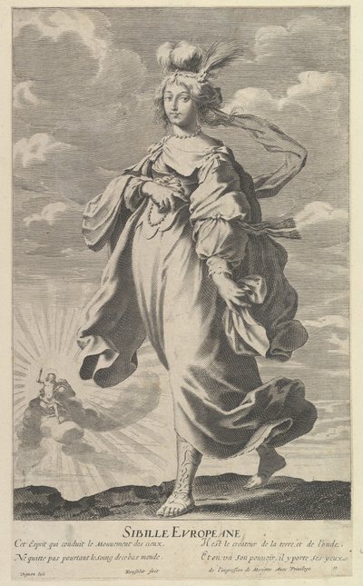 Avrupa Sibyl, ca. 1635. Yaratıcılar: Gilles Rousselet, Abraham Bosse. by Gilles Rousselet and Abraham Bosse